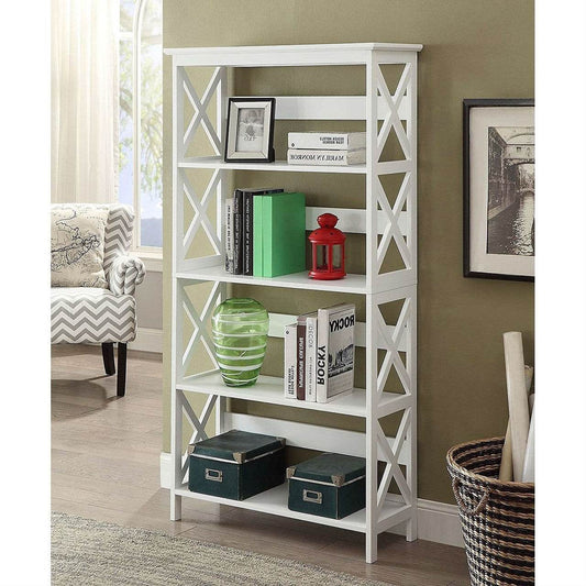 Glossy White 5-Shelf Bookcase - Loft&Timber