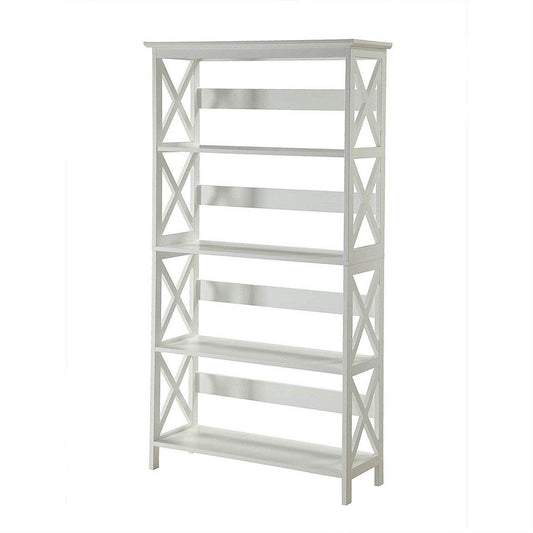 Glossy White 5-Shelf Bookcase - Loft&Timber