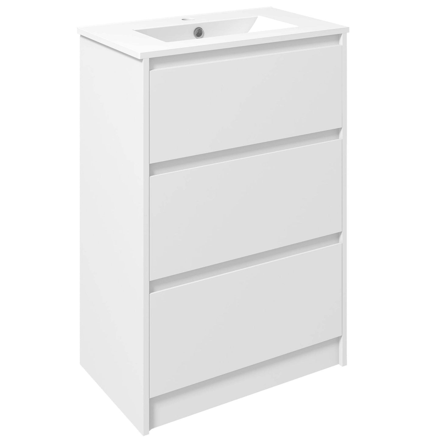 600mm High Gloss White Bathroom Vanity Unit with Basin and Drawers - Loft&Timber
