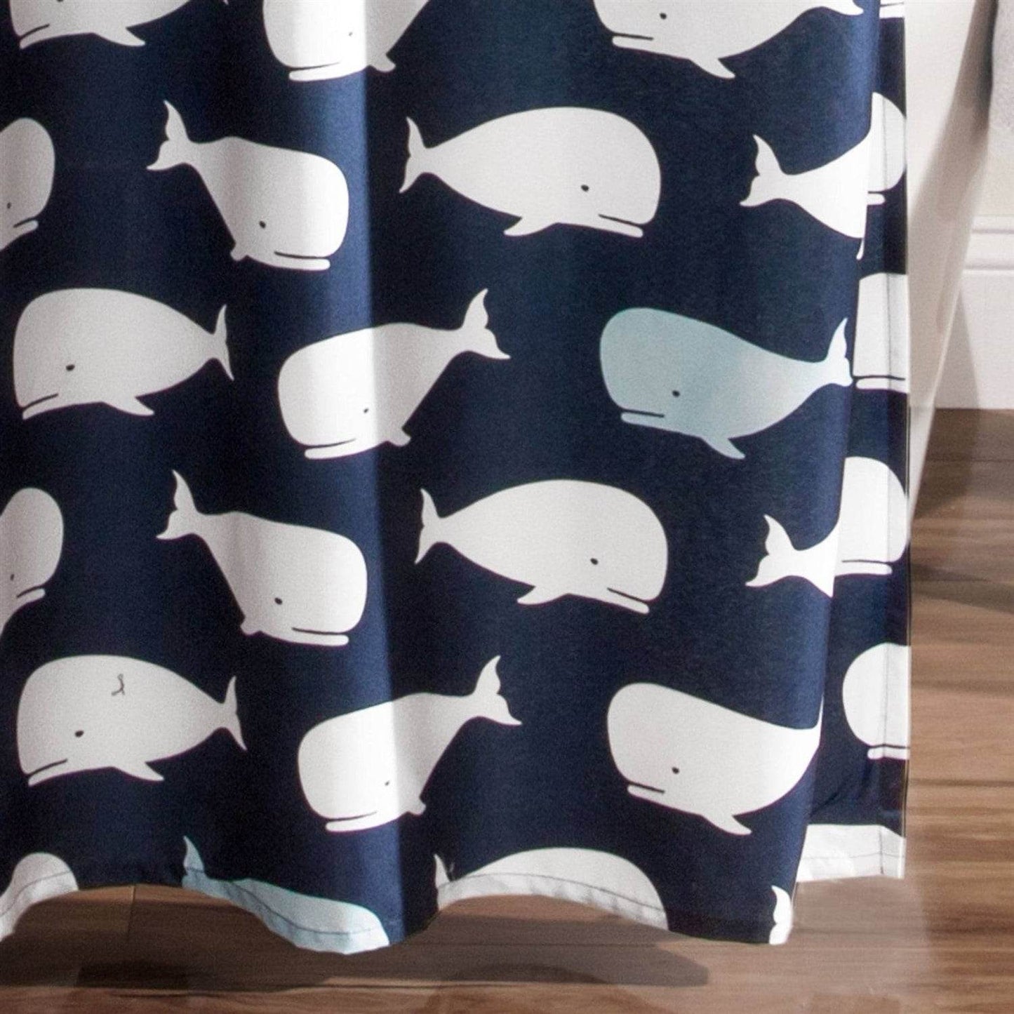72-inch Navy White Nautical Whales Polyester Shower Curtain - Loft&Timber