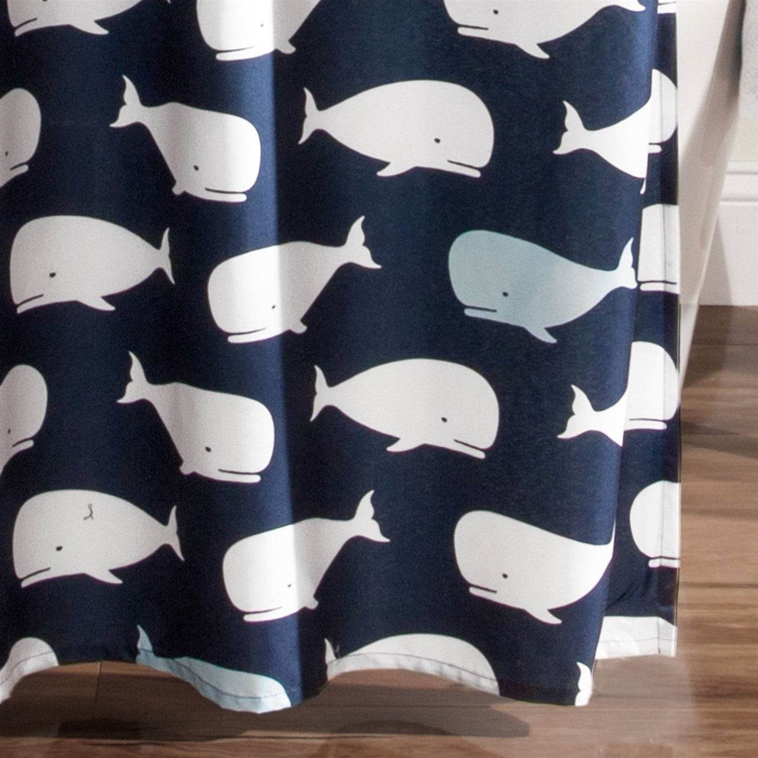 72-inch Navy White Nautical Whales Polyester Shower Curtain - Loft&Timber
