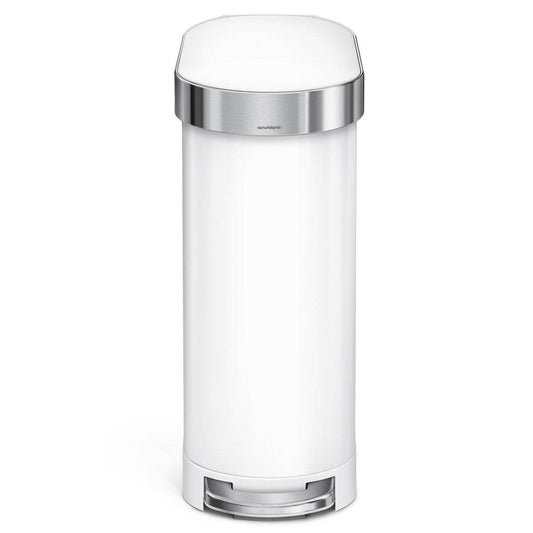 White 12-Gallon Narrow Kitchen Trash Can with Easy Step-on Lid - Loft&Timber