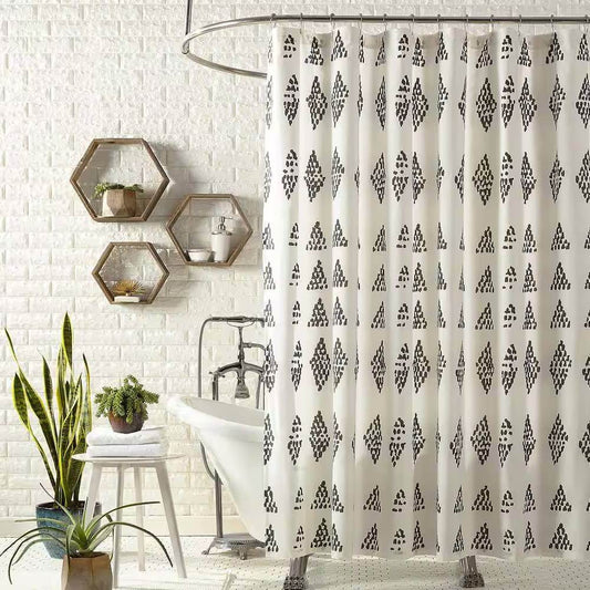 72 x 72 in. Cotton Polly Shower Curtain with Black White Rhombus Dots Pattern - Loft&Timber