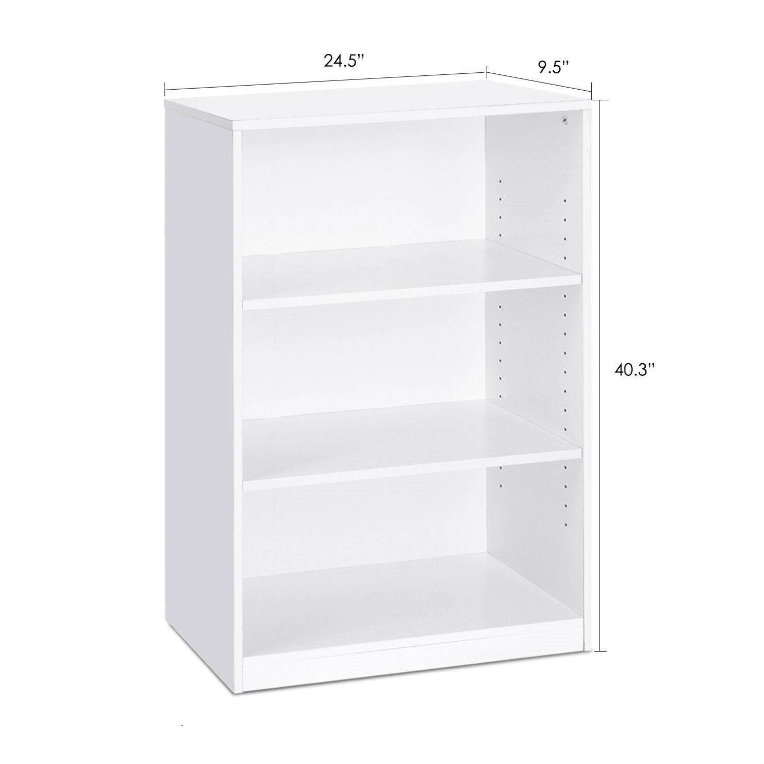 Modern 3-Shelf Bookcase in White Wood Finish - Loft&Timber