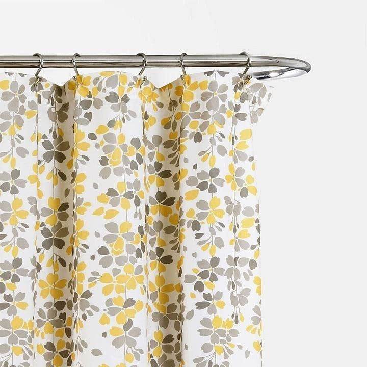72-inch Off-White Beige Cream Yellow Grey Floral Vines Flowers Shower Curtain - Loft&Timber