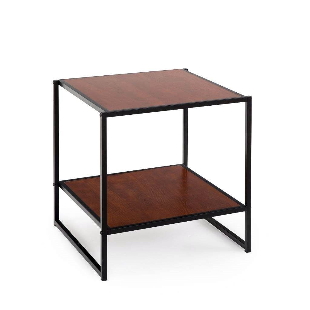 Modern Steel Frame End Table Nightstand in Brown - Loft&Timber