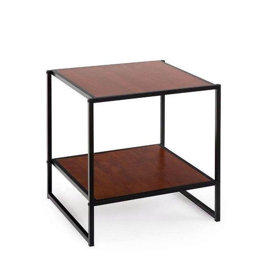 Modern Steel Frame End Table Nightstand in Brown - Loft&Timber