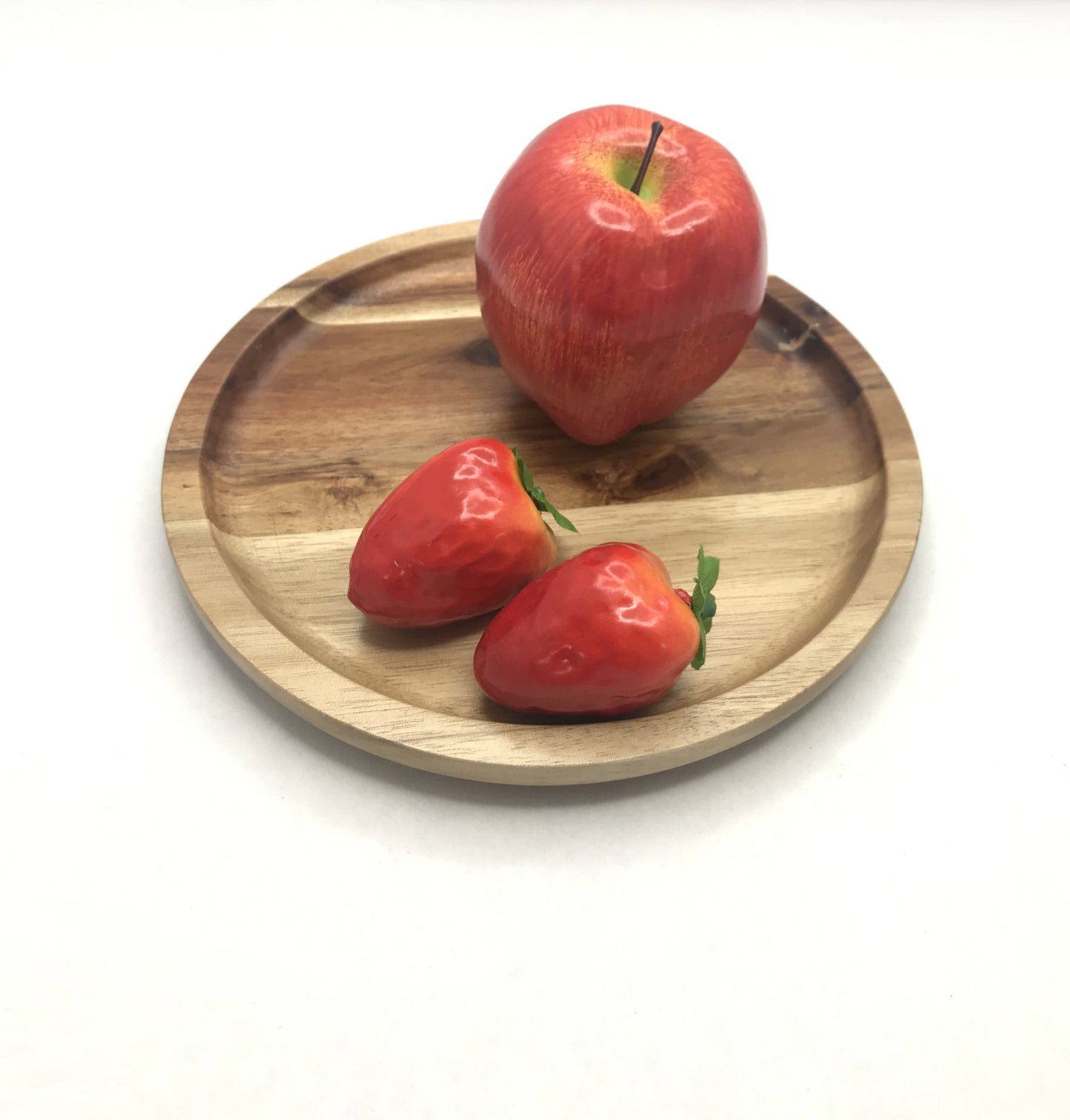 Zavis Green Acacia Wood Round Stackable Plate / Platter 8" | Dishwasher Safe - Loft&Timber