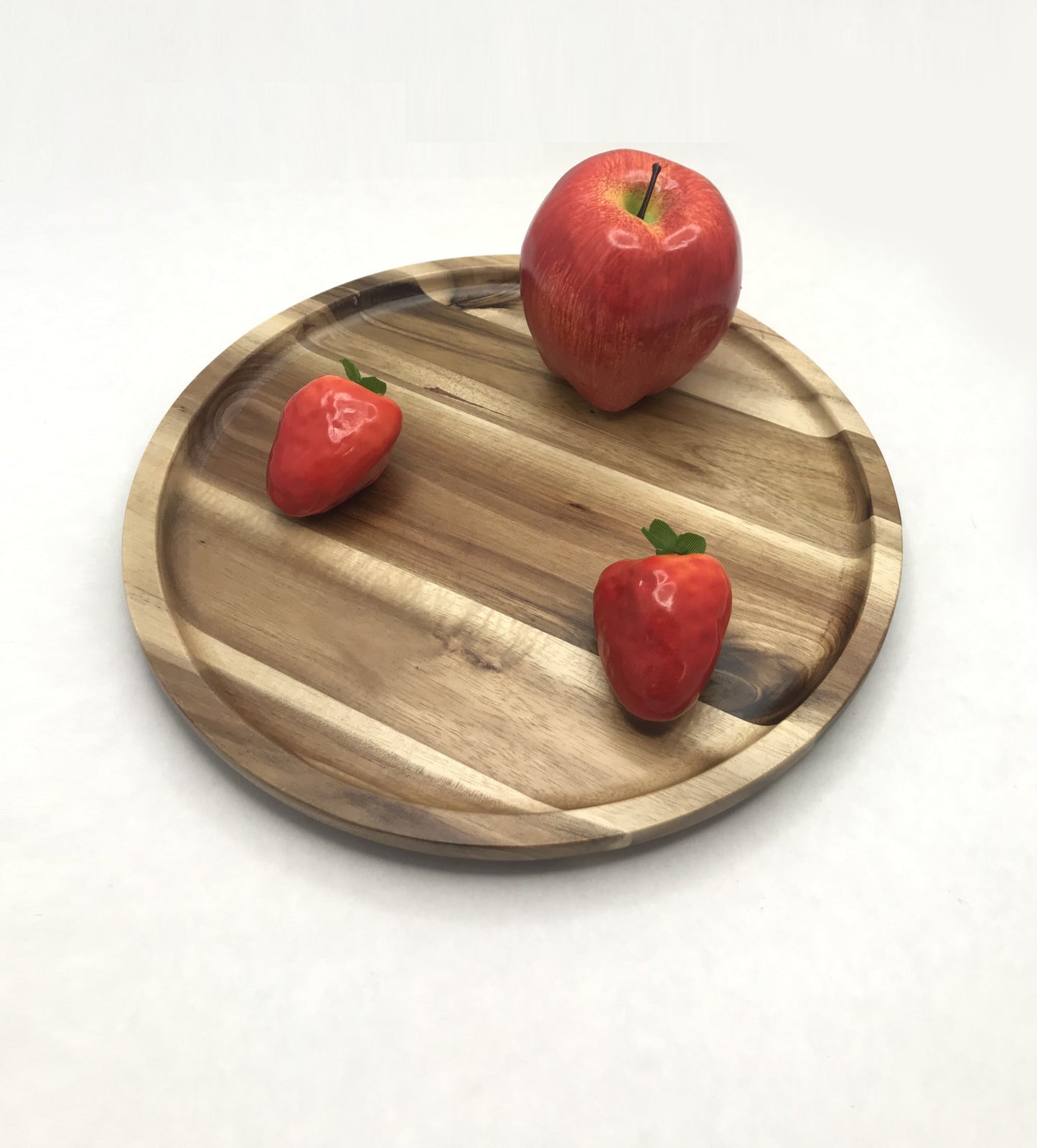 Zavis Green Acacia Wood Round Stackable Plate / Platter 10" | Dishwasher Safe - Loft&Timber