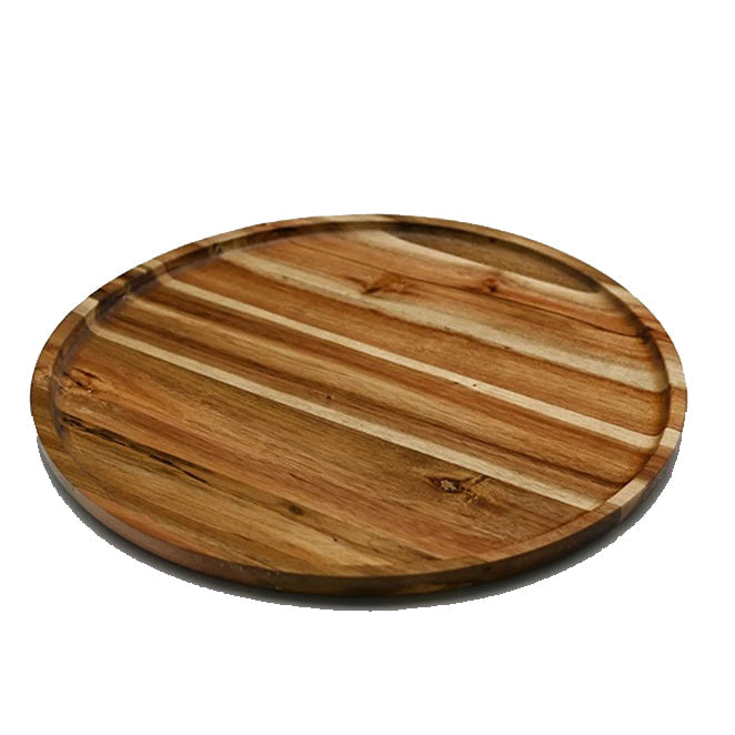 Zavis Green Acacia Wood Round Stackable Plate / Platter 14" | Dishwasher Safe - Loft&Timber