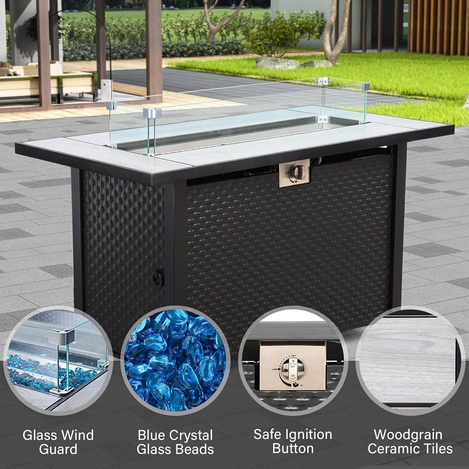 Six-Piece Outdoor Furniture Set with Fire Pit Table - Loft&Timber