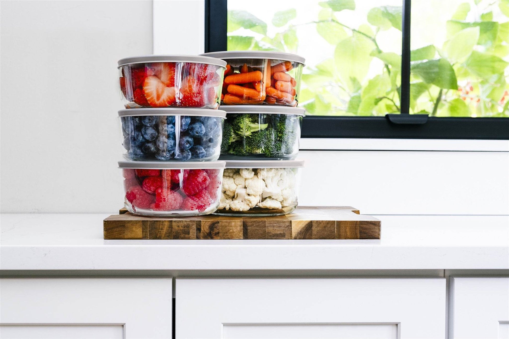 Glass Food Storage Containers - 12 Piece 4 Cup Set (6 Containers + 6 Lids) BPA-Free Lids - Loft&Timber