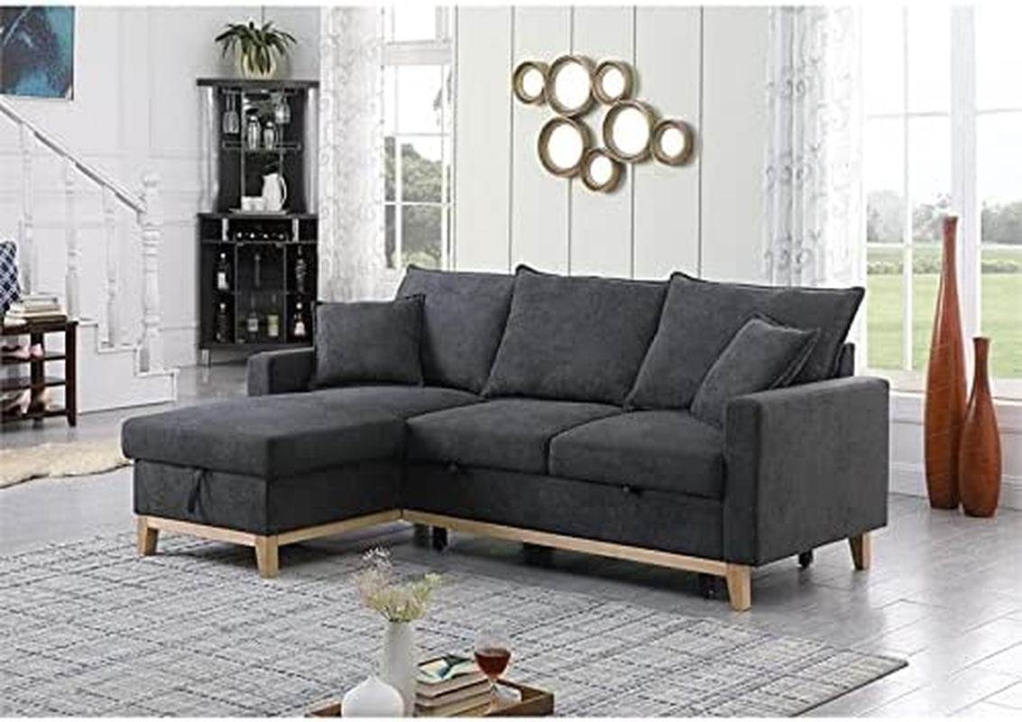 Gray Reversible Sleeper Sectional with Storage Chaise - Loft&Timber