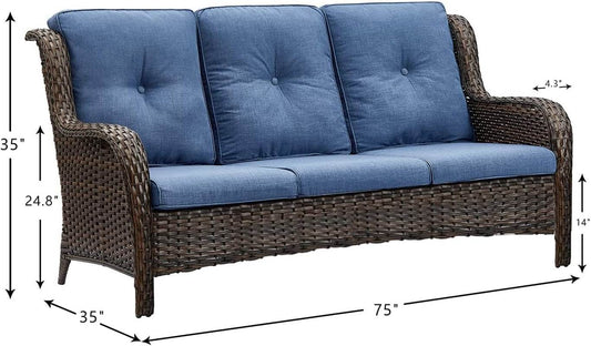 Patio Furniture 6 Pieces Outdoor Furniture Set Wicker Outdoor Sectional Sofa with Swivel Rocking Chairs,Patio Ottomans,Patio Coffee Table - Loft&Timber
