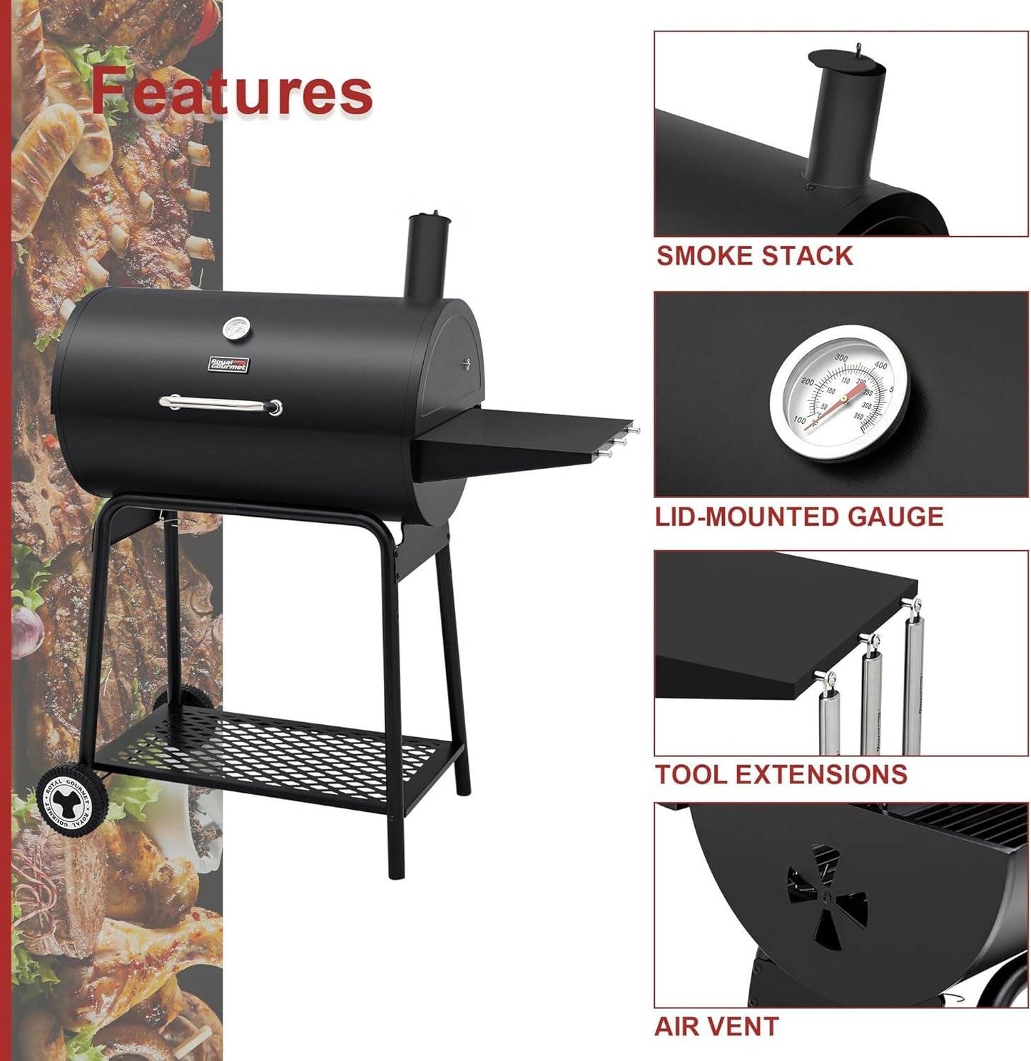 30 Inch Barrel Charcoal Grill: 627 Inch, Outdoor BBQ - Loft&Timber