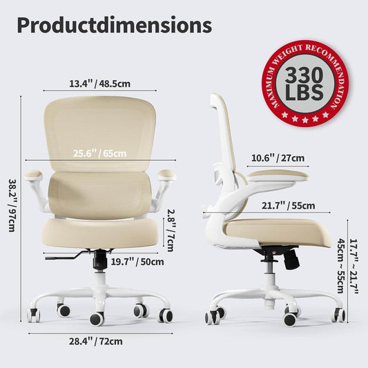Office Chair Ergonomic Desk Chair, 330 LBS in (Beige) - Loft&Timber