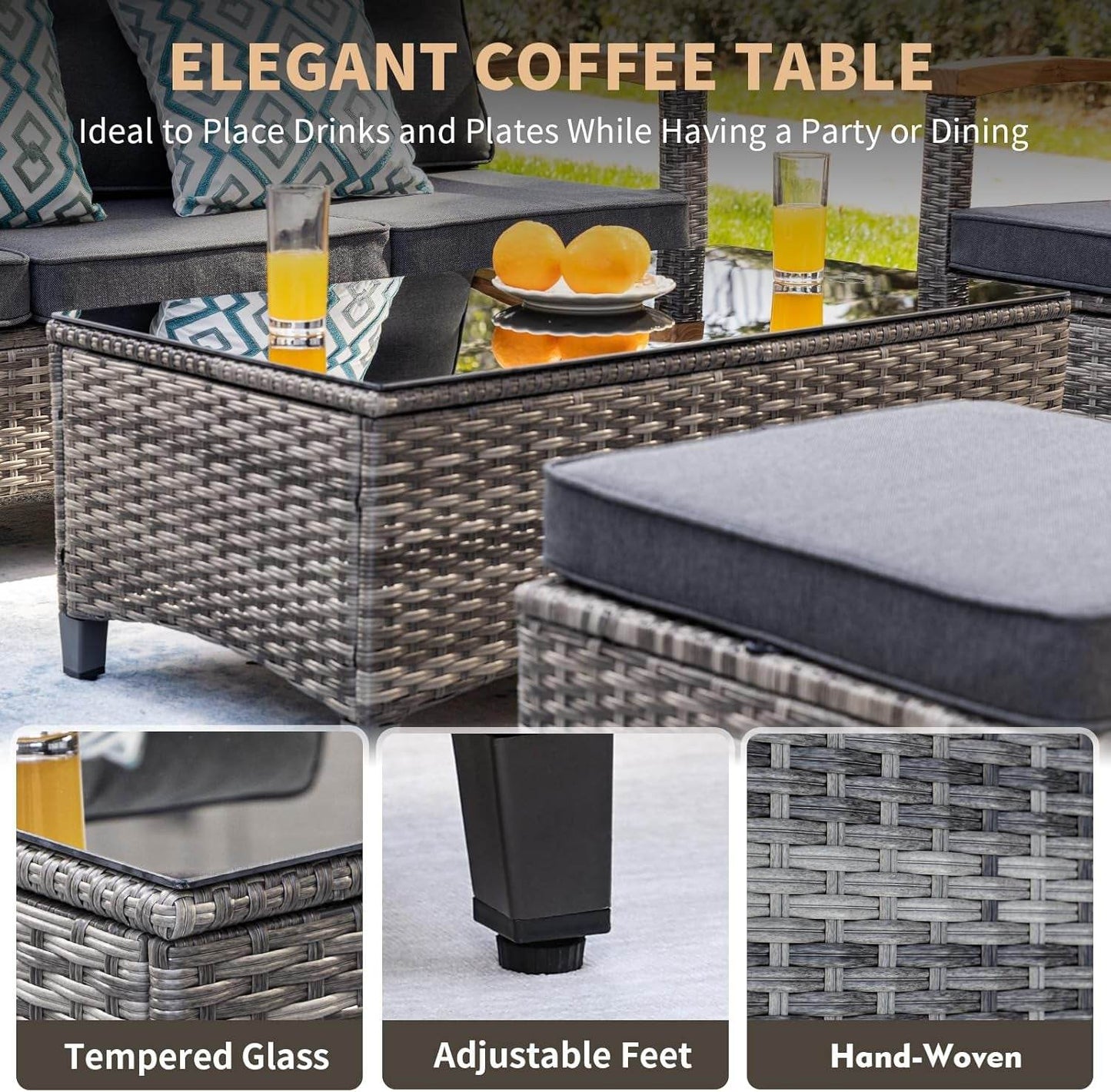 Outdoor Rattan Patio Furniture Set with Swivel Rockers - Loft&Timber