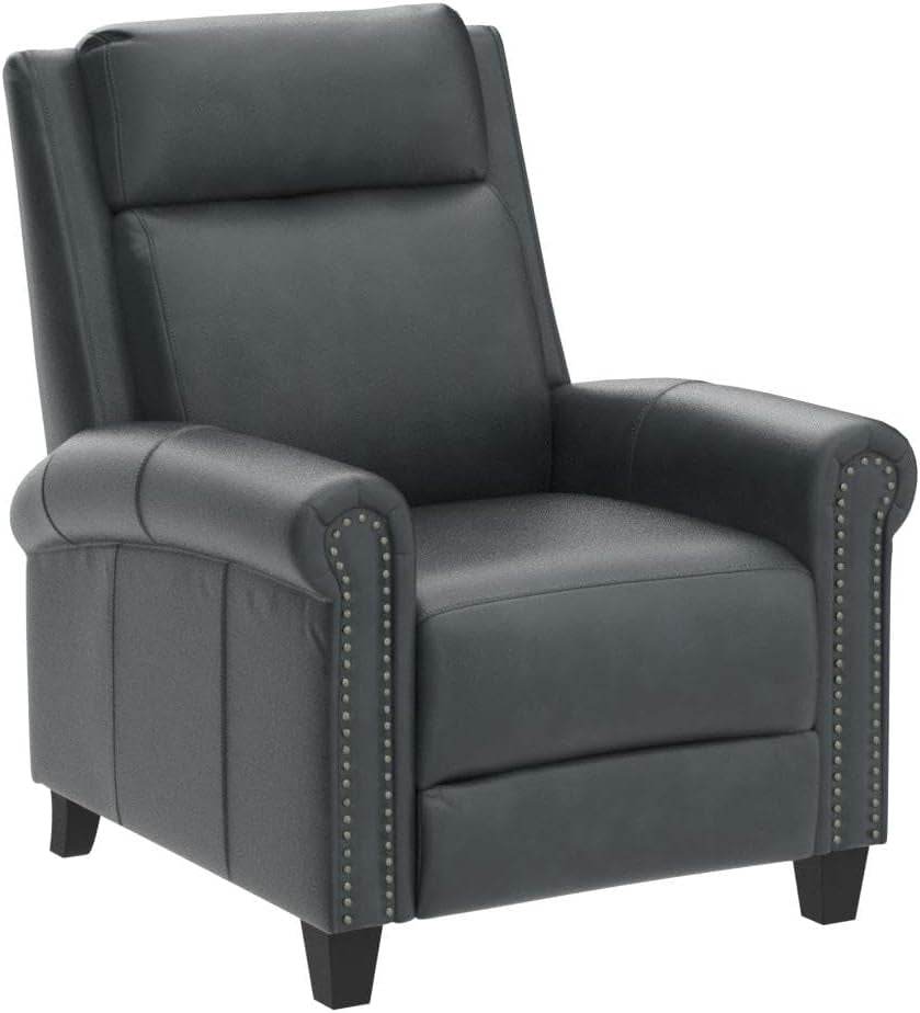 Leather Recliner Chair, Navy Blue - Loft&Timber