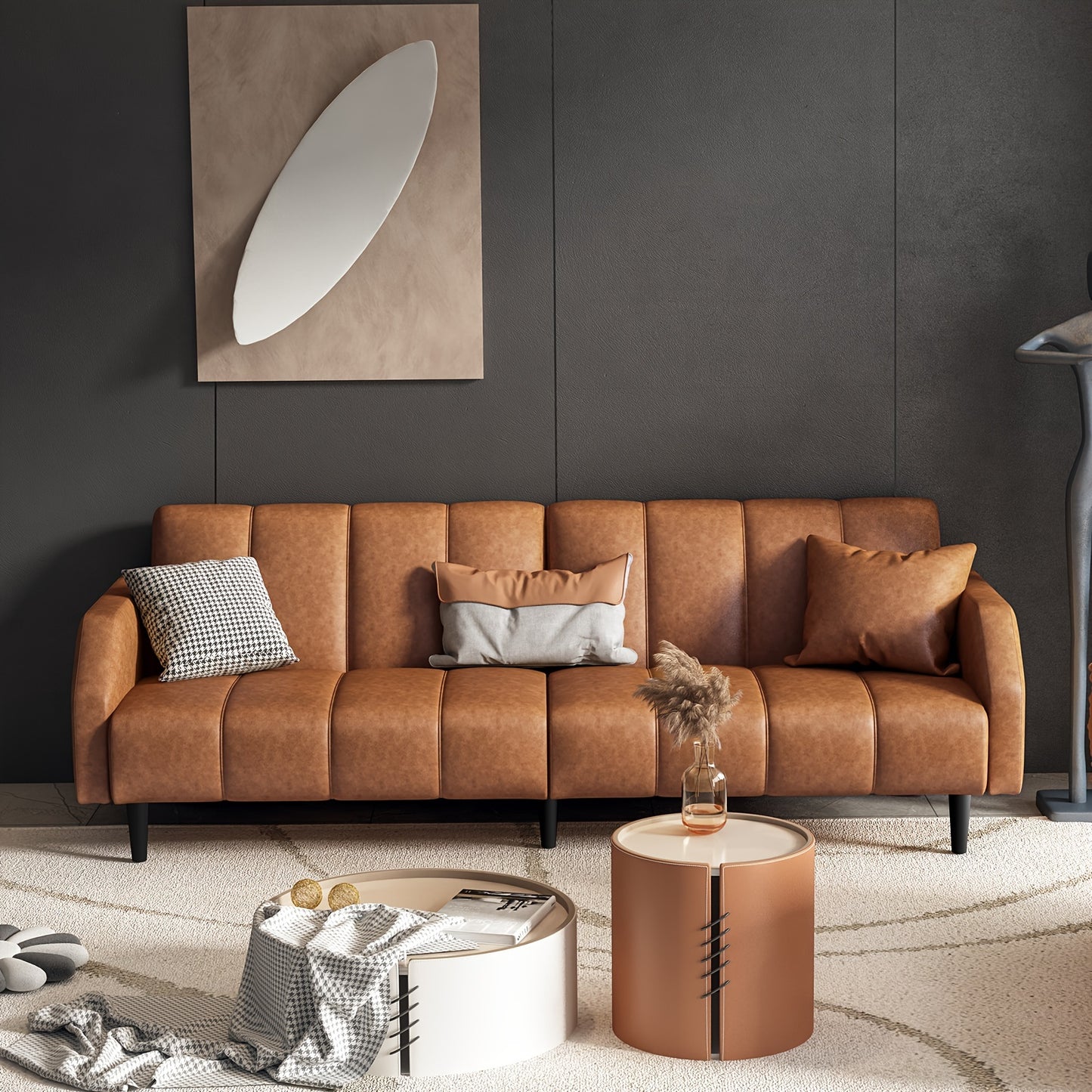 Leather Loveseat Sofa Bed 78 " Futon - Loft&Timber