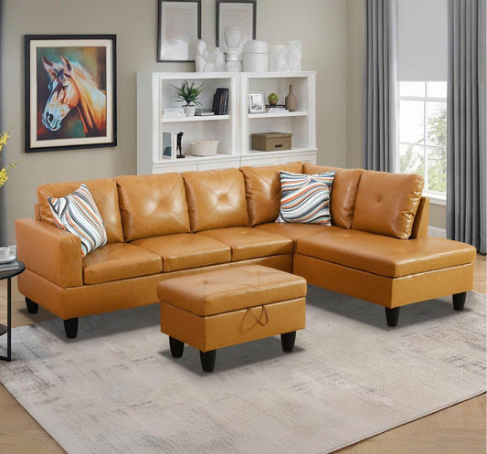 Leather Sectional Sofa Couch,L-Shape Sofa Sectional Couch Set - Loft&Timber