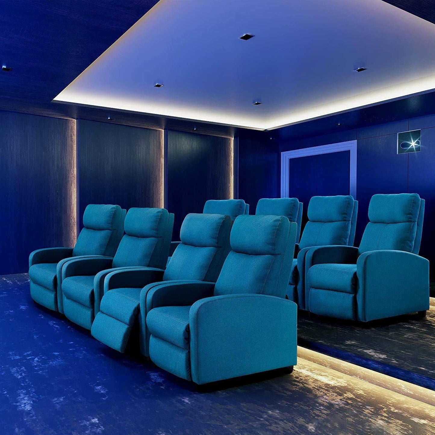 Fabric Pushback Recliner Chair, Blue - Loft&Timber