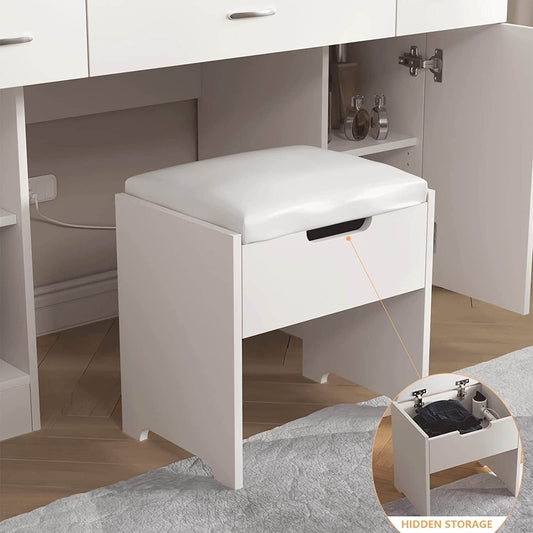 White Vanity Set with Drawers and Cabinets - Loft&Timber