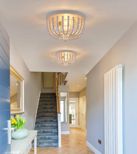 2-Light White Boho Chandelier Nursery Bedroom - Loft&Timber