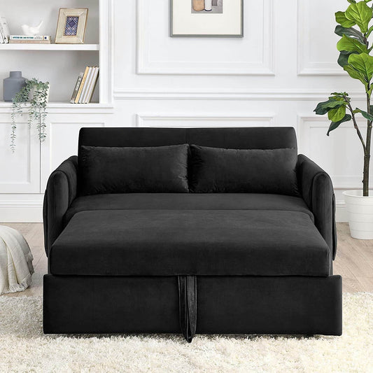 55″ Velvet Convertible Sofa Bed with Adjustable Backrest - Loft&Timber