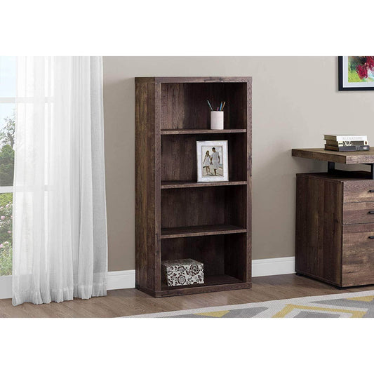 Adjustable 3-Shelf Bookcase - 48”H (Brown) - Loft&Timber