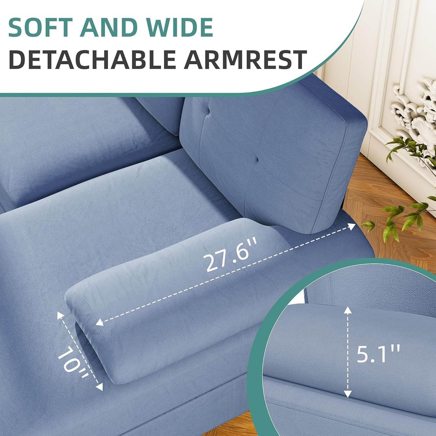 Sectional Sofa Couches for Living Room, U Shaped Sofa Living Room Furniture Sets, 4 Seat U Shaped Sofa Sectional Couch with Chaise, Blue - Loft&Timber