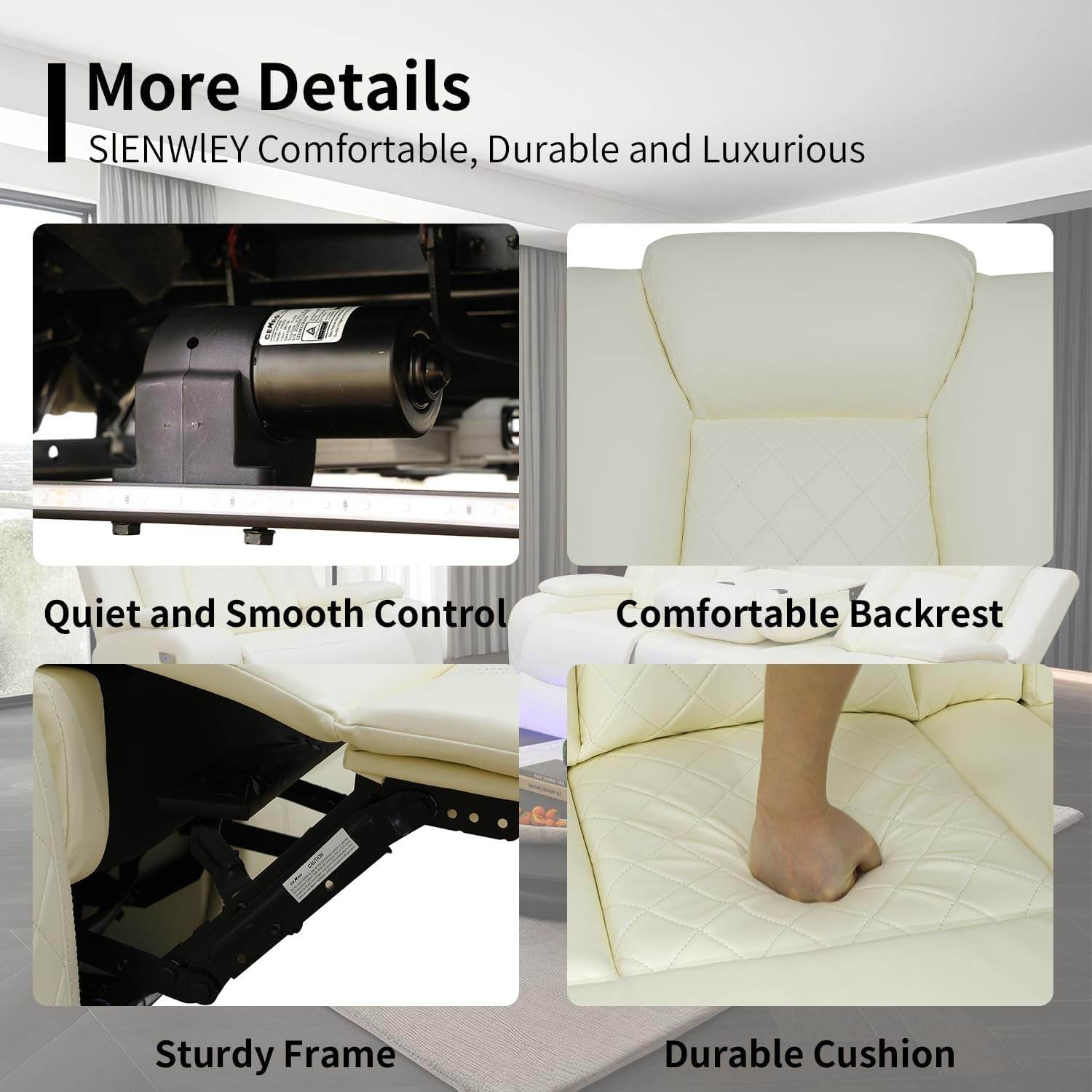 Power White Leather Reclining Sofa Set - Loft&Timber