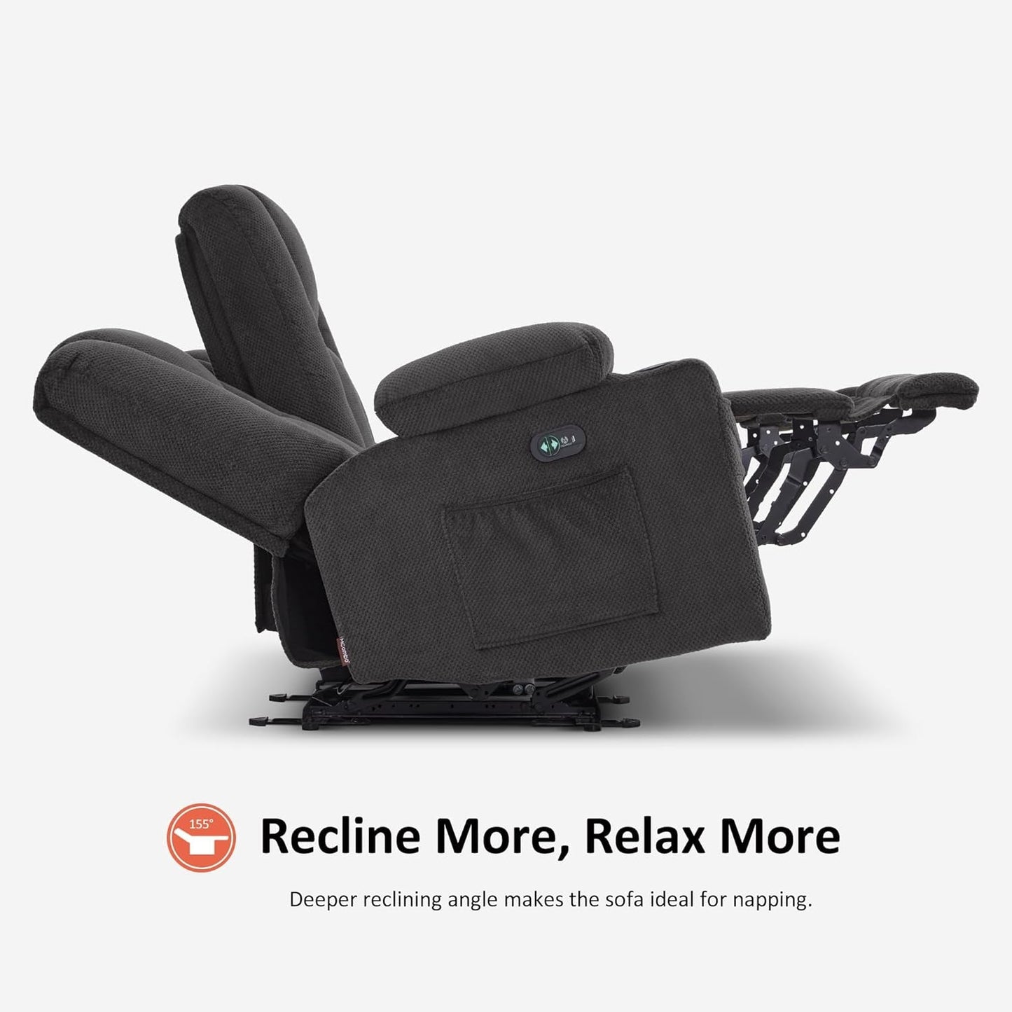 Power Reclining Sofa with Heat and Vibration,Usb Ports, Cup Holders,3-Seat Dual Recliner Sofa for Living Room 6015 (Gray)-4