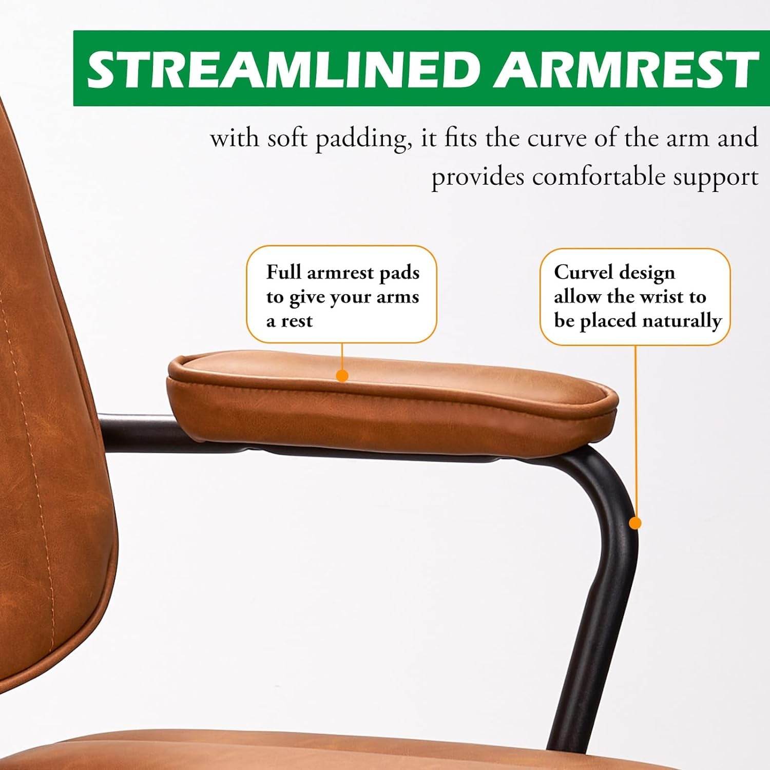 Mid Century Desk Chair Leather in Brown - Loft&Timber