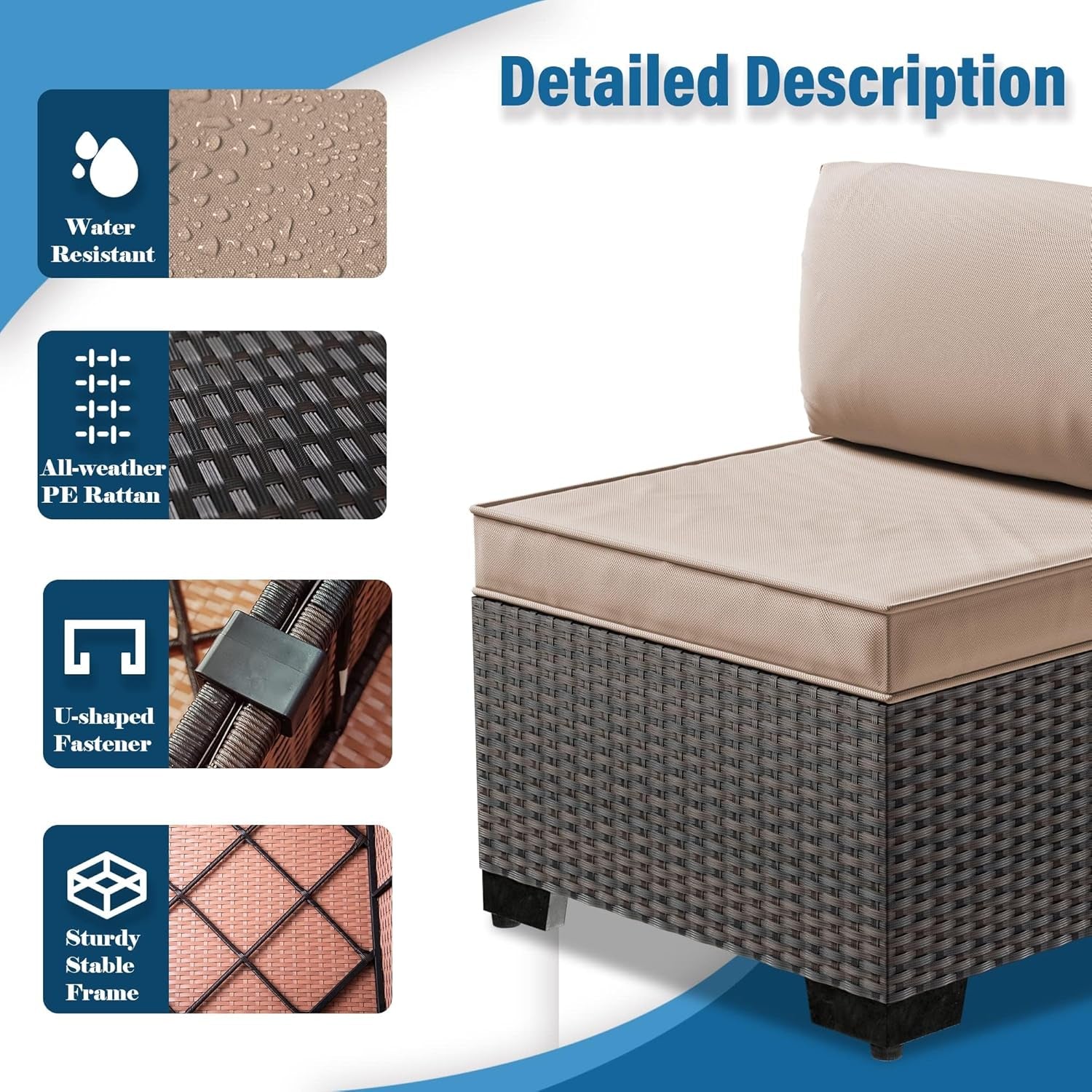 7-Piece Outdoor Patio Furniture Set with Waterproof Cushions-2
