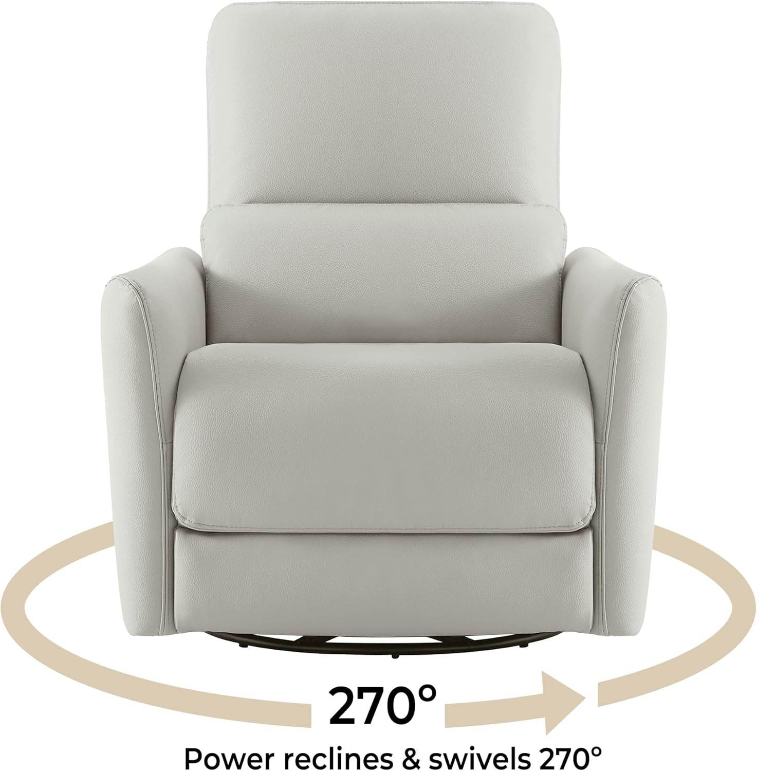 Power Recliner Chair Swivel Glider, FSC Certified Upholstered Faux Leather, Cream - Loft&Timber
