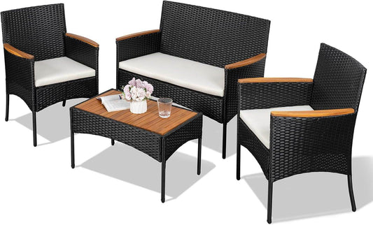 Outdoor Wicker Patio Furniture Set with Cushions - Loft&Timber