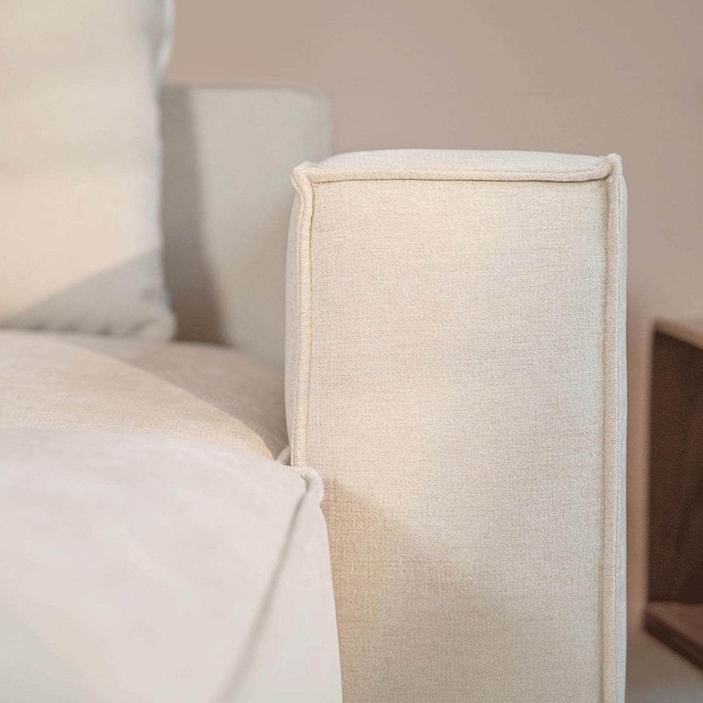 Luxury Modular Sectional Living Room Sofa Set, with Ottoman and Chaise, L-Shape, Cream - Loft&Timber