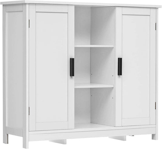 Storage Cabinet with 2 Doors and 4 Storage Shelves in White - Loft&Timber