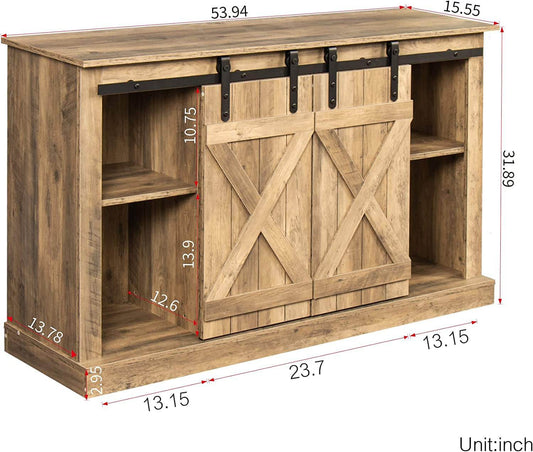 Rustic TV Stand with Sliding Barn Door - Loft&Timber