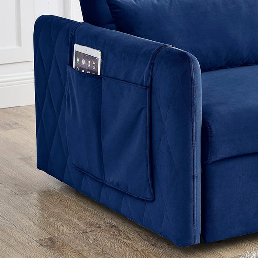 55″ Velvet Convertible Sofa Bed with Adjustable Backrest-1