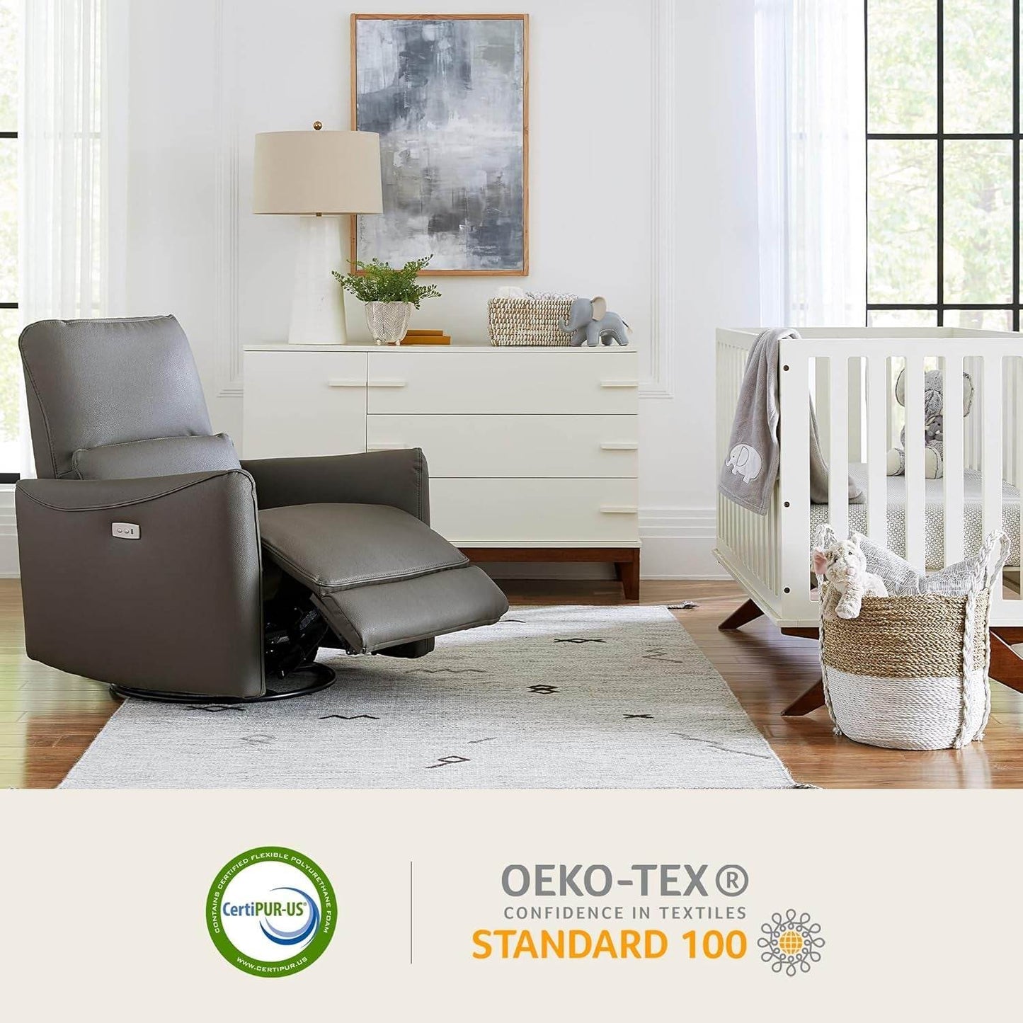 Power Recliner Chair Swivel Glider, Charcoal - Loft&Timber