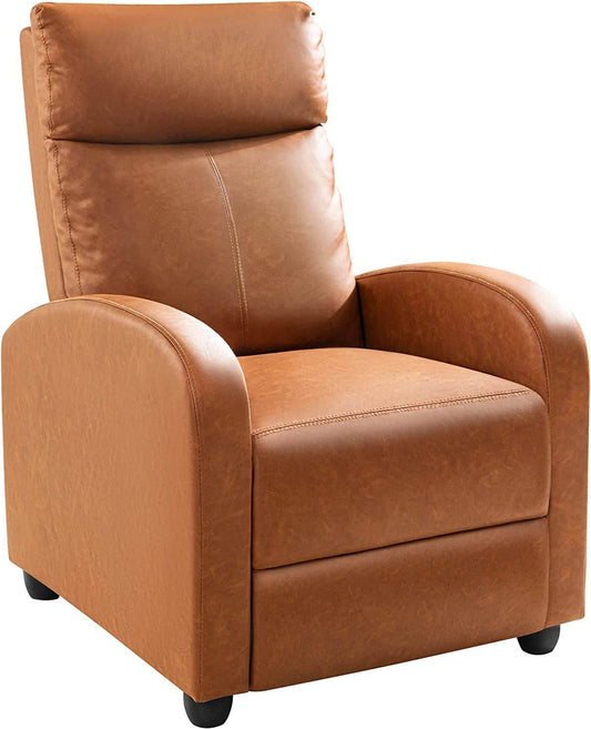 Padded Seat Leather Recliner Chair (Khaki) - Loft&Timber