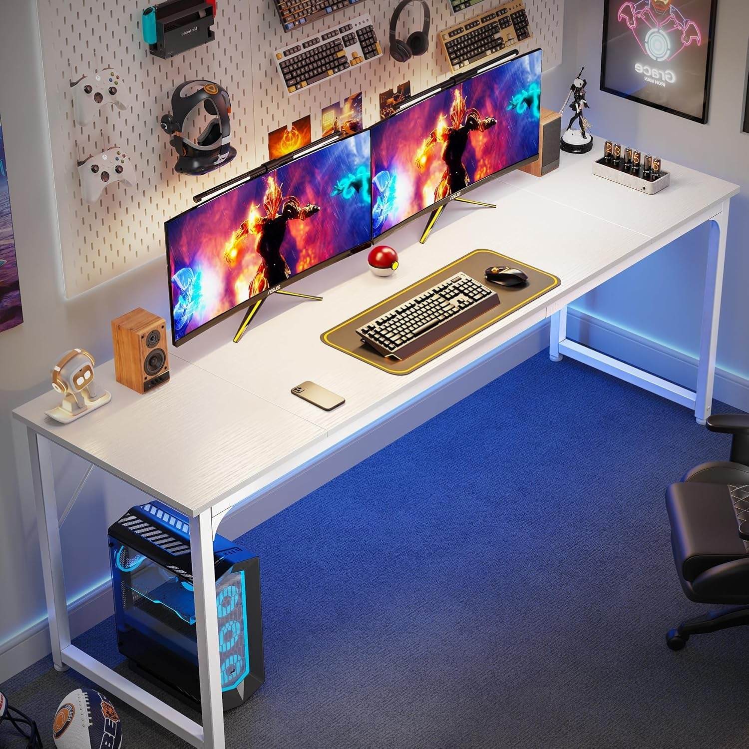 Computer Desk, 80 Inch Office Desk in White - Loft&Timber