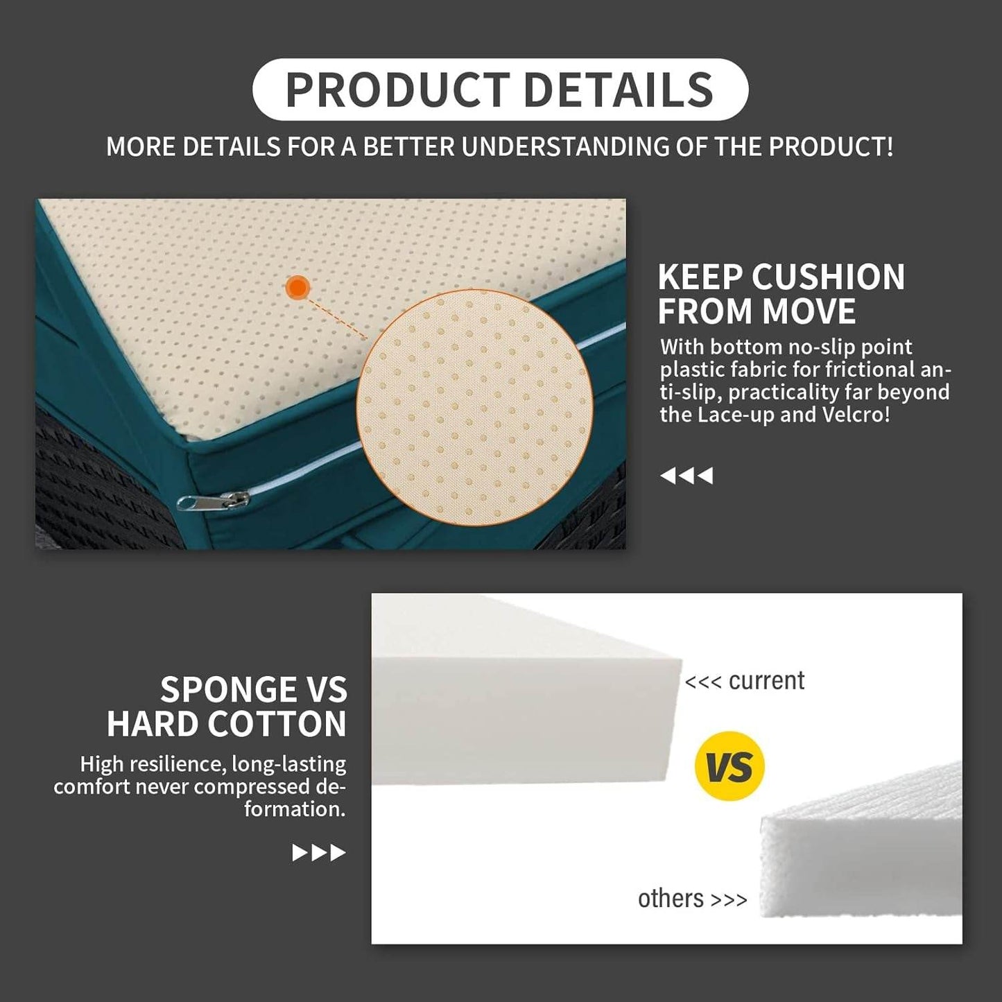 Patio Furniture Set 5 Pieces Outdoor Furniture Sets Patio Couch Outdoor Chairs Coffee Table Peacock Blue Anti-Slip Cushions and Waterproof Covers - Loft&Timber