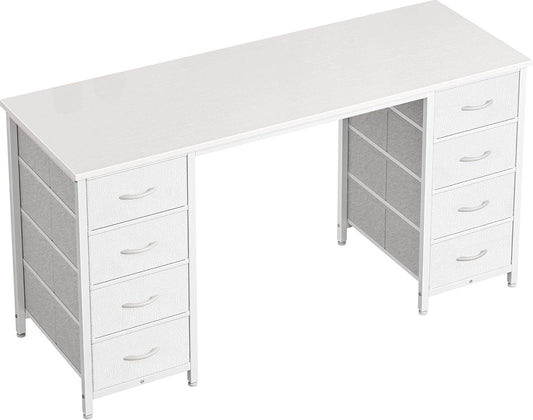 47 Inch Vanity Desk with 8 Drawers, White - Loft&Timber