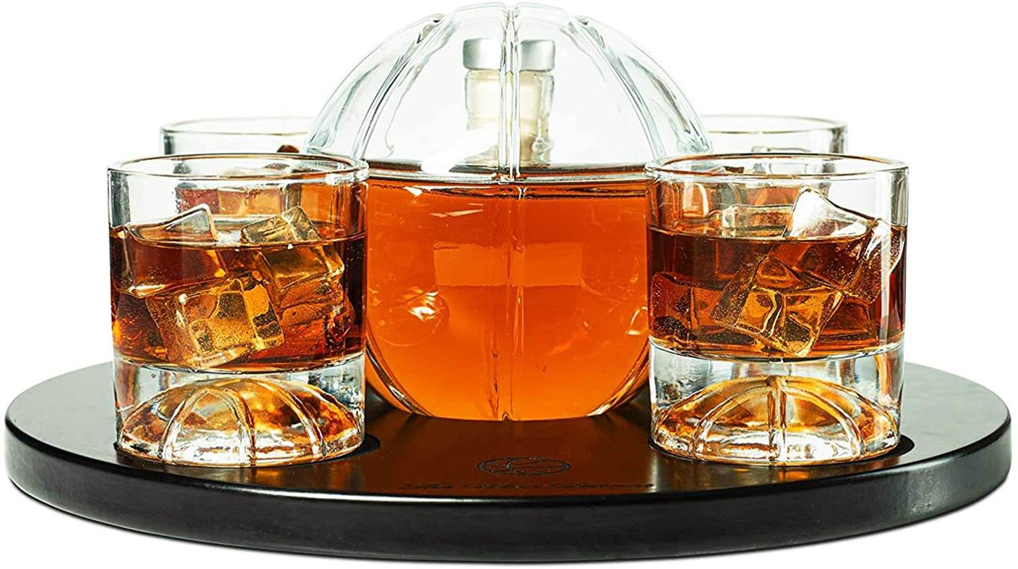 Basketball Decanter Set, Whiskey Scotch or Bourbon Decanter Perfect for Basketball Enthusiasts by The Wine Savant - Loft&Timber