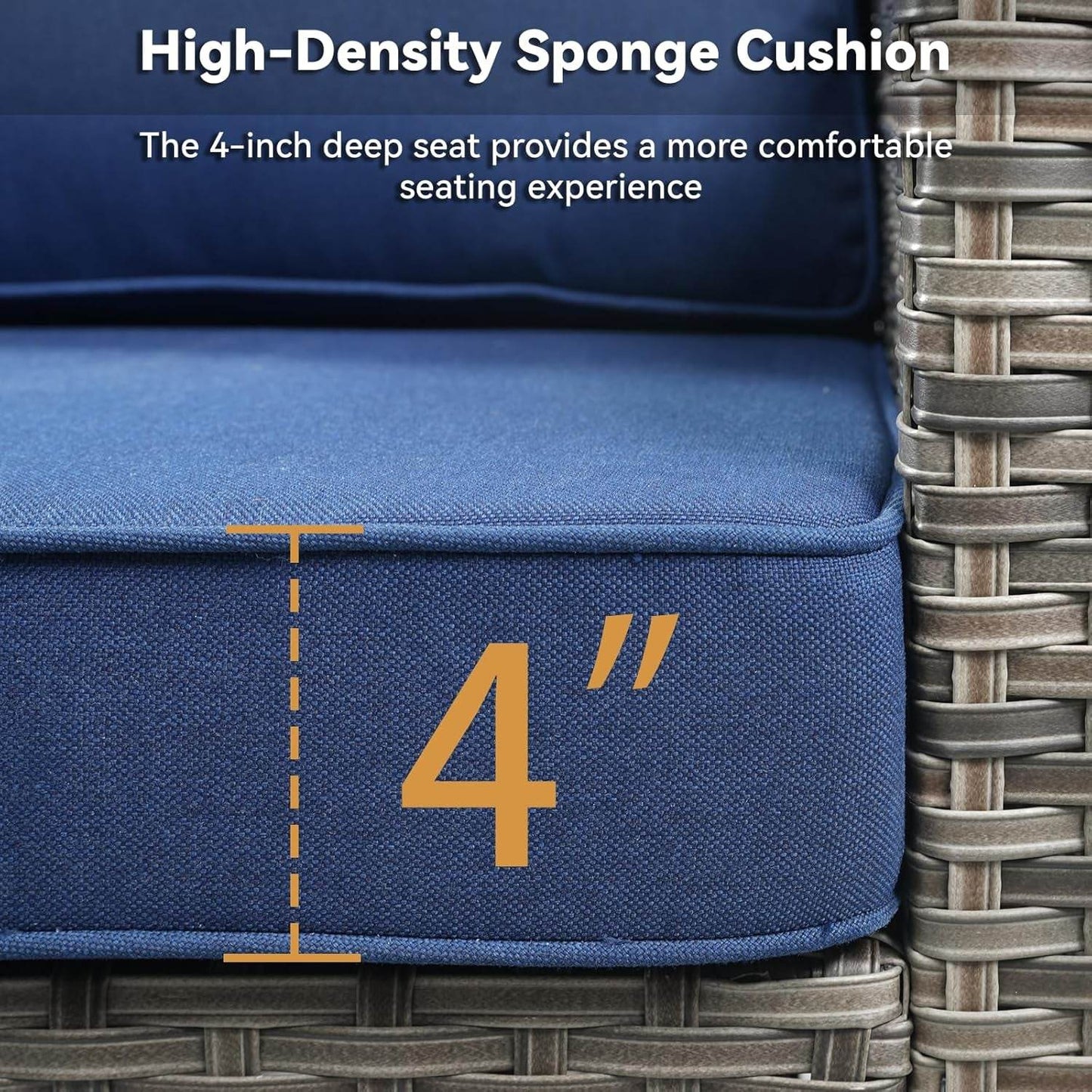 Outdoor Patio Furniture Set-5 Pieces All-Weather Wicker Outdoor Furniture with Swivel Patio Chairs Outdoor Patio Conversation Sets for Garden Porch Deck Grey/Blue - Loft&Timber