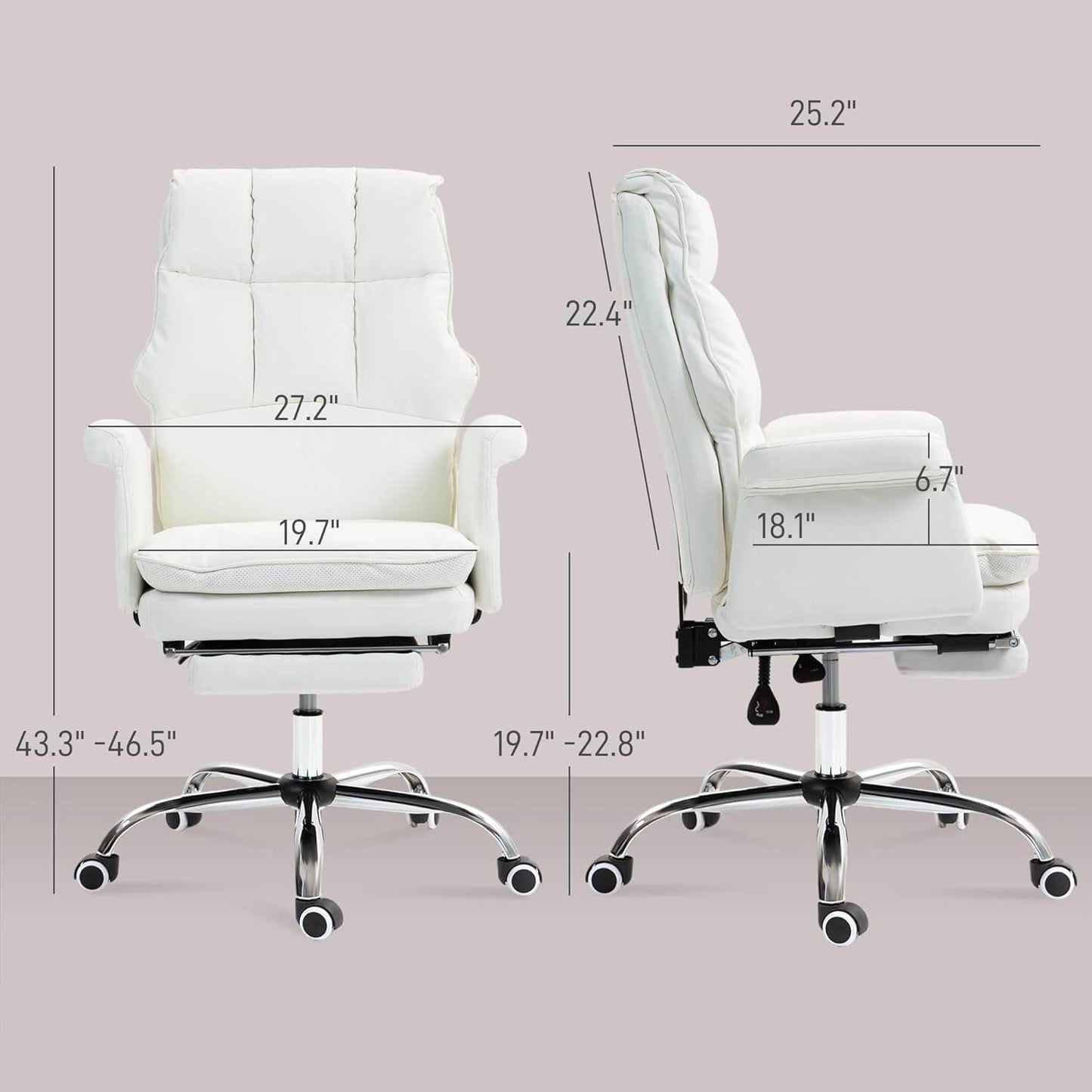 Executive Office Chair, PU Leather in White - Loft&Timber
