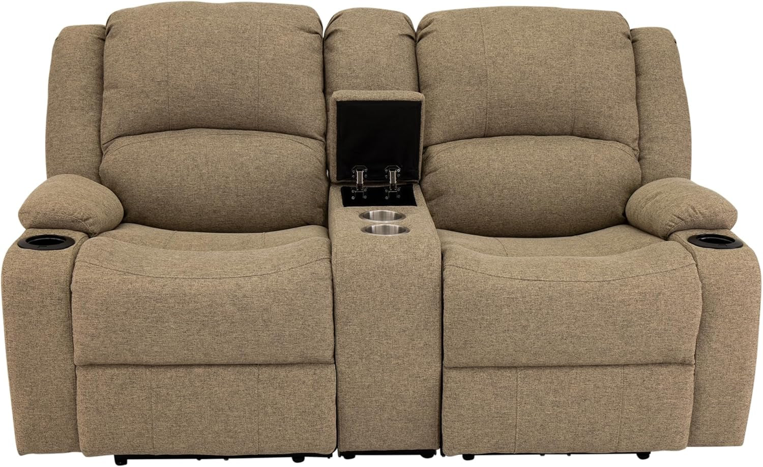 Charles Powered Double RV Wall Hugger Recliner Sofa | RV Loveseat | RV Furniture | Cloth (Oatmeal, 67")-4