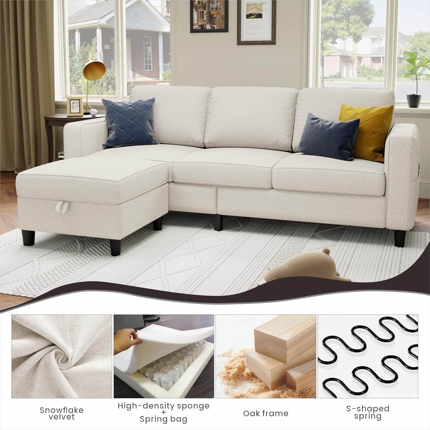 Beige Sectional Sofa for Small Spaces Comfortable and Versatile - Loft&Timber